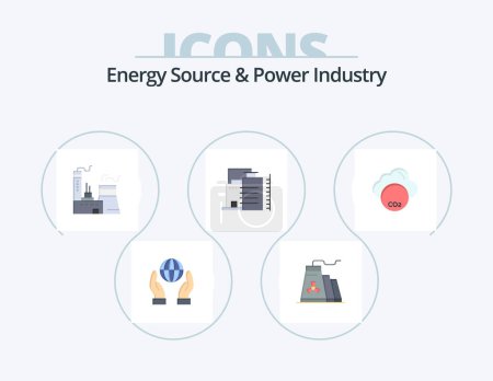 Illustration for Energy Source And Power Industry Flat Icon Pack 5 Icon Design. . invironmental. - Royalty Free Image