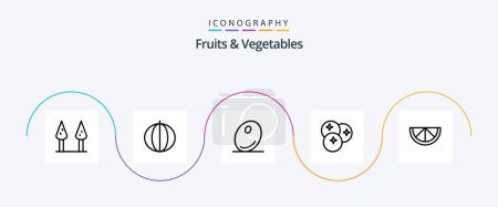 Téléchargez les illustrations : Fruits and Vegetables Line 5 Icon Pack Including . lemon. olive. line. fruit - en licence libre de droit