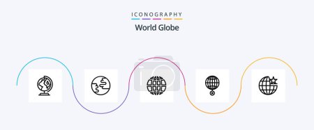 Ilustración de Globe Line 5 Icon Pack Including globe. croos. global. internet. global - Imagen libre de derechos