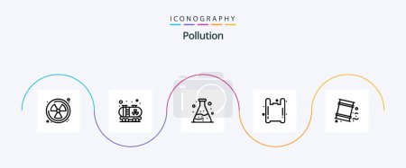 Téléchargez les illustrations : Pollution Line 5 Icon Pack Including . garbage. waste. environment. pollution - en licence libre de droit