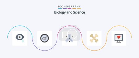 Ilustración de Biology Flat 5 Icon Pack Including pulse. heart. cells. science. bones - Imagen libre de derechos