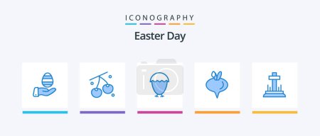 Illustration for Easter Blue 5 Icon Pack Including cross. celebration. bird. vegetable. food. Creative Icons Design - Royalty Free Image