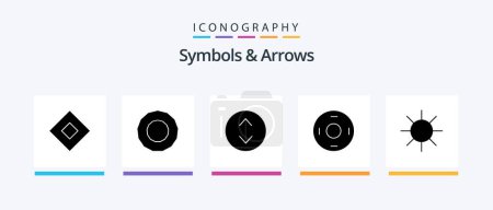 Ilustración de Symbols and Arrows Glyph 5 Icon Pack Including . cosmos. ray. circle. Creative Icons Design - Imagen libre de derechos