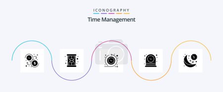Illustration for Time Management Glyph 5 Icon Pack Including line. watch. cycle time. time. clock - Royalty Free Image