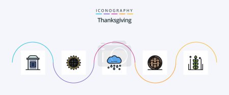 Téléchargez les illustrations : Thanksgiving Line Filled Flat 5 Icon Pack Including thanksgiving. holiday. vegetables. food. thanksgiving - en licence libre de droit