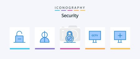 Ilustración de Security Blue 5 Icon Pack Including video. spy. profile. cctv. security. Creative Icons Design - Imagen libre de derechos