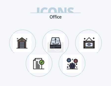 Illustration for Office Line Filled Icon Pack 5 Icon Design. note. money. desktop. coin. stream - Royalty Free Image