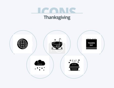 Illustration for Thanksgiving Glyph Icon Pack 5 Icon Design. punch. drink. pumpkin pie. dinner. pie - Royalty Free Image