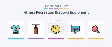 Illustration for Fitness Recreation And Sports Equipment Line Filled 5 Icon Pack Including game. shuttlecock. sport. badminton. skates. Creative Icons Design - Royalty Free Image
