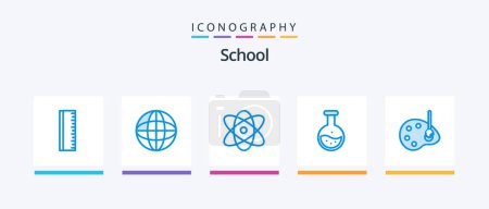 Téléchargez les illustrations : School Blue 5 Icon Pack Including draw. education. education. test. labe. Creative Icons Design - en licence libre de droit