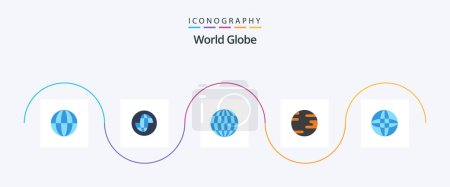 Téléchargez les illustrations : Globe Flat 5 Icon Pack Including . globe. world - en licence libre de droit