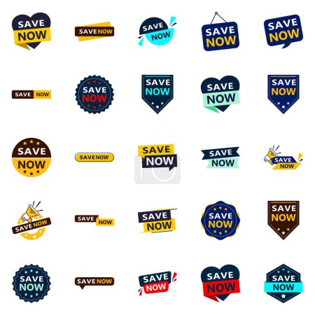 Ilustración de 25 Professional Typographic Designs for a polished savings campaign Save Now - Imagen libre de derechos
