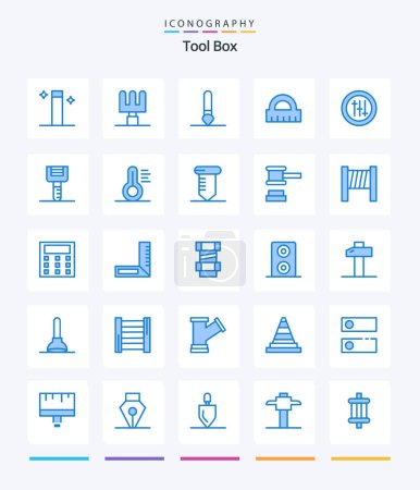 Illustration for Creative Tools 25 Blue icon pack  Such As tools. kitchenware. architecture. food. preferences - Royalty Free Image