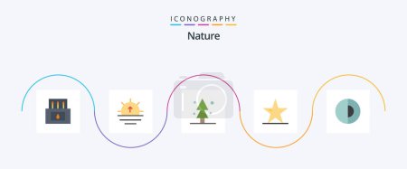 Illustration for Nature Flat 5 Icon Pack Including earth. nature star. forest. nature. ecology - Royalty Free Image