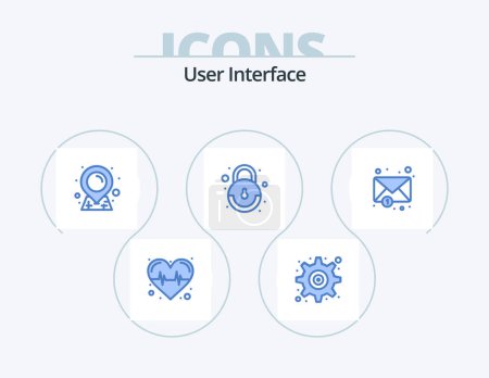 Téléchargez les illustrations : User Interface Blue Icon Pack 5 Icon Design. . notification. map. mail. user - en licence libre de droit