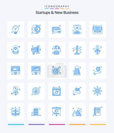 Illustration for Creative Startups And New Business 25 Blue icon pack  Such As business. case. credit. business. winner - Royalty Free Image