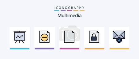 Ilustración de Multimedia Line Filled 5 Icon Pack Including . landscape. presentation. analytics. Creative Icons Design - Imagen libre de derechos