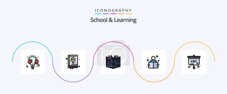 Ilustración de School And Learning Line Filled Flat 5 Icon Pack Including screen. study. learning. reading. education - Imagen libre de derechos