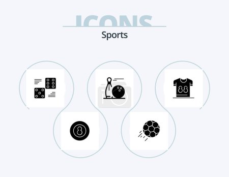 Ilustración de Sports Glyph Icon Pack 5 Icon Design. play. bawling. sport. ball. six - Imagen libre de derechos