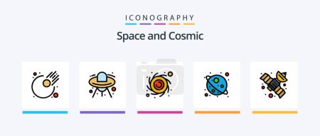 Illustration for Space Line Filled 5 Icon Pack Including star. transfer. asteroid. parabola. car. Creative Icons Design - Royalty Free Image