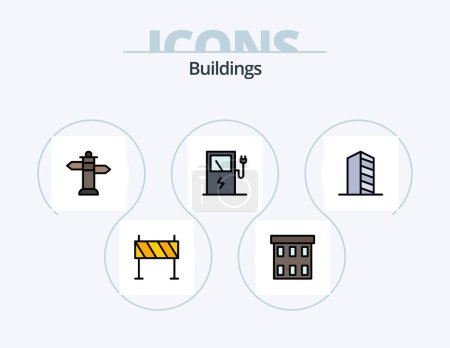 Ilustración de Buildings Line Filled Icon Pack 5 Icon Design. minus. estate. buildings. delete. home gate - Imagen libre de derechos