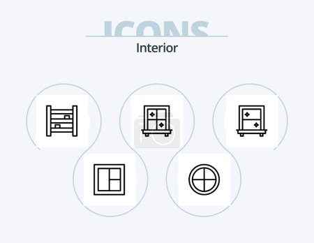 Ilustración de Interior Line Icon Pack 5 Icon Design. theater. interior. interior. curtain. rest - Imagen libre de derechos