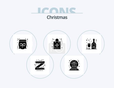 Téléchargez les illustrations : Christmas Glyph Icon Pack 5 Icon Design. hand bag. christmas bag. gift. christmas. christmas - en licence libre de droit