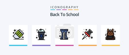 Illustration for Back To School Line Filled 5 Icon Pack Including school back to school. school. business. education. pot. Creative Icons Design - Royalty Free Image