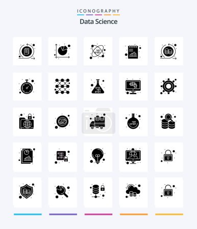 Téléchargez les illustrations : Creative Data Science 25 Glyph Solid Black icon pack  Such As processing. chart. essential. graph. analytics - en licence libre de droit