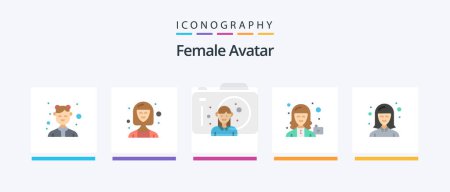 Illustration for Female Avatar Flat 5 Icon Pack Including female. avatar. executive. worker. female. Creative Icons Design - Royalty Free Image