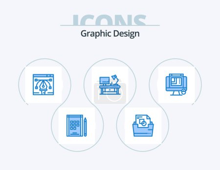 Téléchargez les illustrations : Graphic Design Blue Icon Pack 5 Icon Design. web graphics. css design. designing. business. lamp - en licence libre de droit