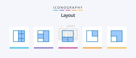 Illustration for Layout Blue 5 Icon Pack Including . view.. Creative Icons Design - Royalty Free Image