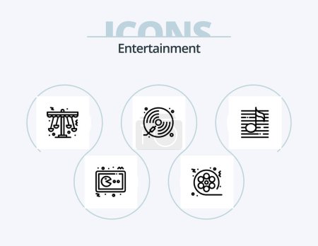 Illustration for Entertainment Line Icon Pack 5 Icon Design. photo. camera. sport. birthday. package - Royalty Free Image