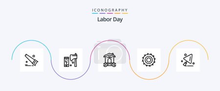Photo for Labor Day Line 5 Icon Pack Including cutter . wrench. tool . tool . household - Royalty Free Image