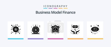 Téléchargez les illustrations : Finance Glyph 5 Icon Pack Including investment. finance. money. digital. blockchain. Creative Icons Design - en licence libre de droit