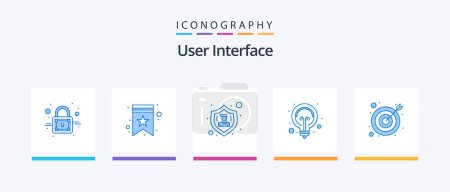 Illustration for User Interface Blue 5 Icon Pack Including target. arrow. people. tips. idea. Creative Icons Design - Royalty Free Image