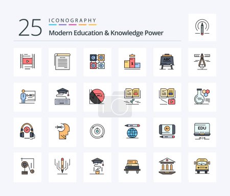 Ilustración de Modern Education And Knowledge Power 25 Line Filled icon pack including teacher. education. code. first place. pedestal - Imagen libre de derechos