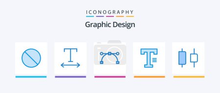 Ilustración de Design Blue 5 Icon Pack Including . horizontal. point. distribute. word. Creative Icons Design - Imagen libre de derechos