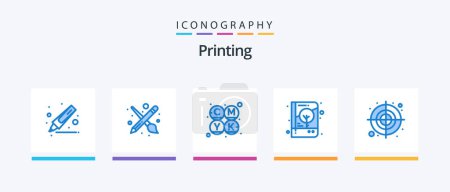 Illustration for Printing Blue 5 Icon Pack Including shape. circular. color. print. cover. Creative Icons Design - Royalty Free Image