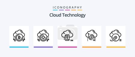 Illustration for Cloud Technology Line 5 Icon Pack Including sky. cloud. printer. protection. shield. Creative Icons Design - Royalty Free Image