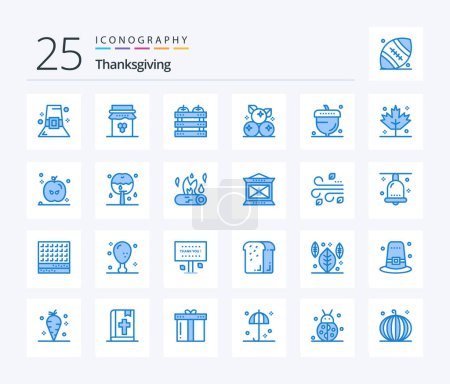 Illustration for Thanksgiving 25 Blue Color icon pack including thanksgiving. cranberry. thanksgiving. berry. food - Royalty Free Image