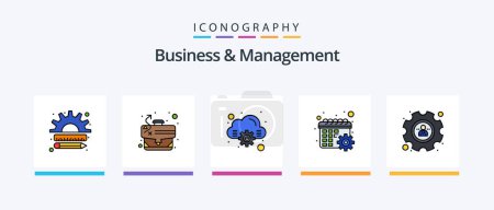 Téléchargez les illustrations : Business And Management Line Filled 5 Icon Pack Including . settings. management. gear. user. Creative Icons Design - en licence libre de droit