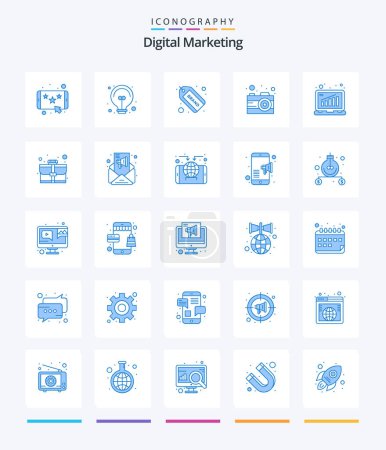 Téléchargez les illustrations : Creative Digital Marketing 25 Blue icon pack  Such As business. trade. brand. marketing. business - en licence libre de droit