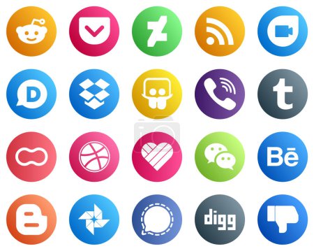 Téléchargez les illustrations : 20 Social Media Icons for Your Designs such as likee. women. slideshare. mothers and tumblr icons. Modern and minimalist - en licence libre de droit