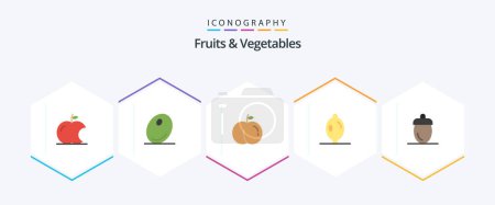 Illustration for Fruits and Vegetables 25 Flat icon pack including . . citrus. green. fresh - Royalty Free Image