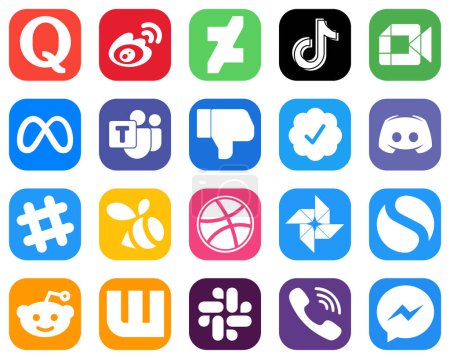 Ilustración de 20 Simple Social Media Icons such as microsoft team. meta. douyin and google meet icons. Gradient Icons Collection - Imagen libre de derechos