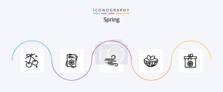 Illustration for Spring Line 5 Icon Pack Including box. spring. blow. egg. eggs - Royalty Free Image