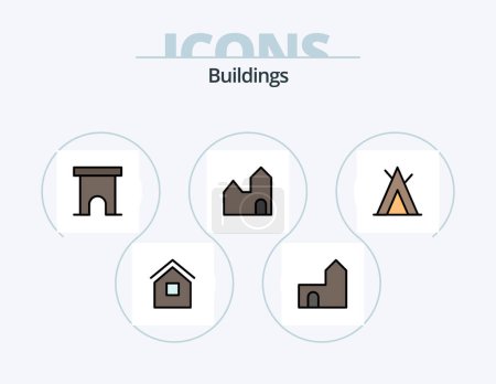 Ilustración de Buildings Line Filled Icon Pack 5 Icon Design. fortress. architecture. islamabad. wigwam. camp - Imagen libre de derechos