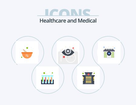 Téléchargez les illustrations : Medical Flat Icon Pack 5 Icon Design. time. calendar. herbal. appointment. eyesight - en licence libre de droit