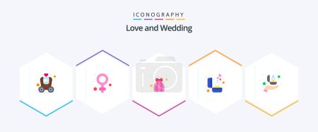 Illustration for Wedding 25 Flat icon pack including giving. gift. love. diamond. wedding - Royalty Free Image